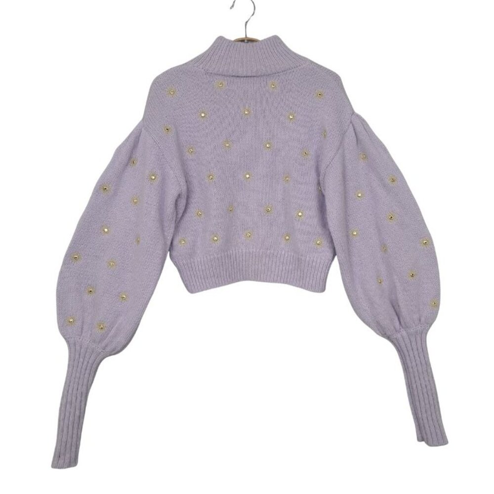 Farm Rio Mirror Embroidered Sweater in Soft Lilac Size XS - Picture 4 of 10